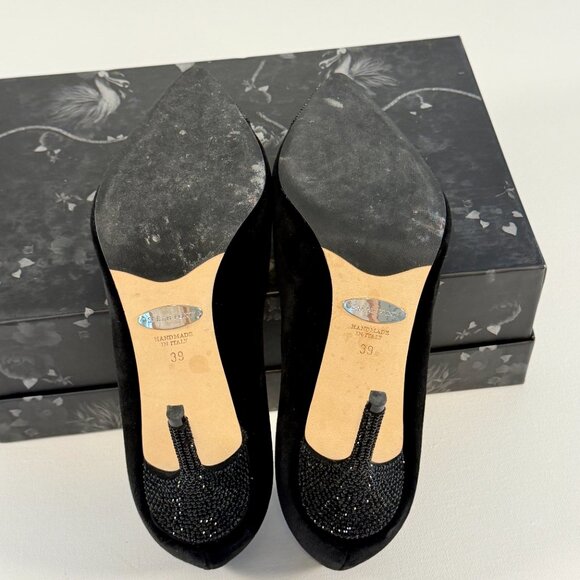 Sarah Flint Suede Perfect Pump 85mm with Crystal Toe and Heel Detail - Picture 13 of 15